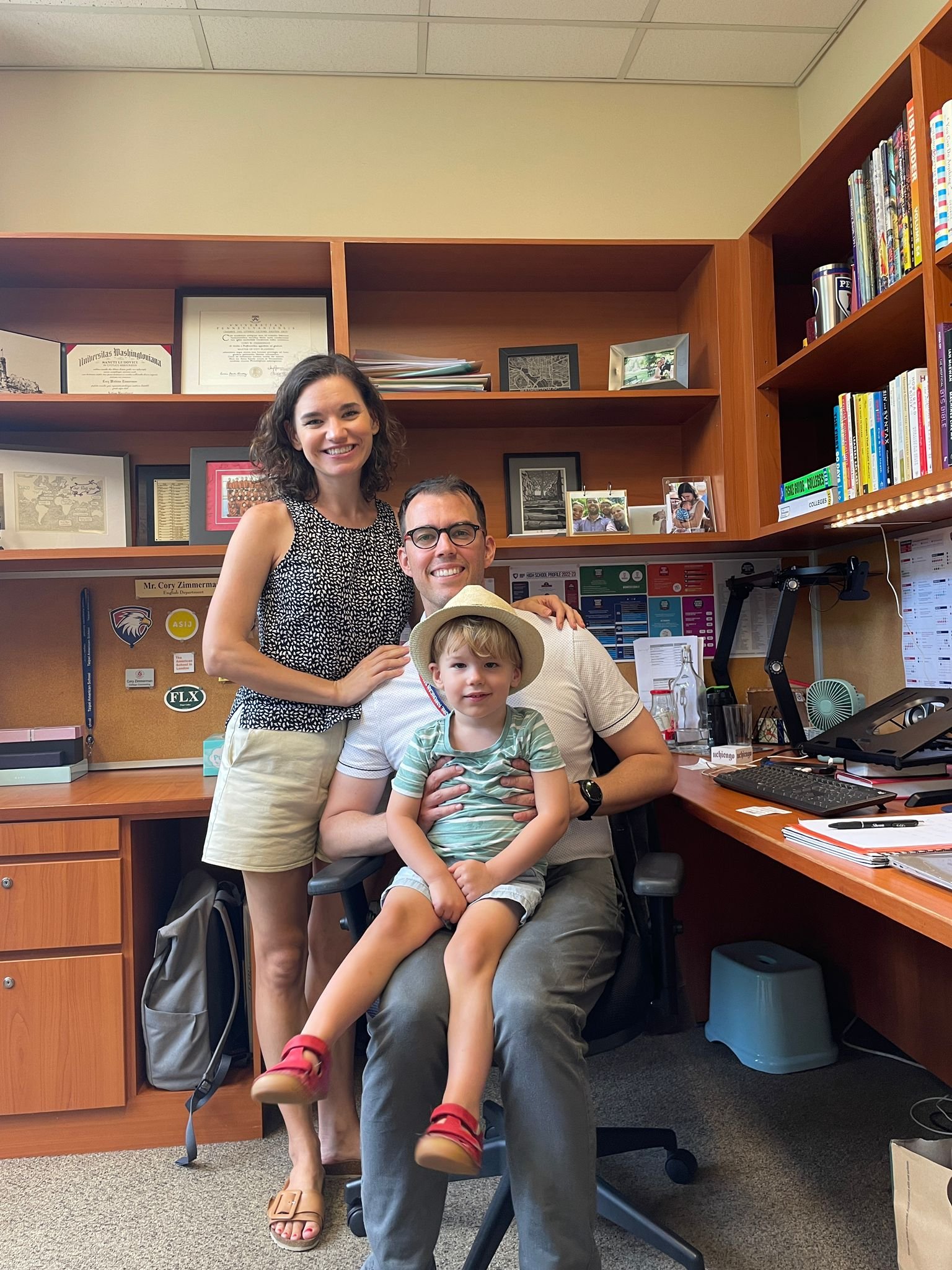 Cory and family in his office